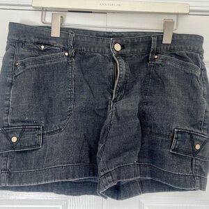 White House Black Market black denim shorts, EUC size 10